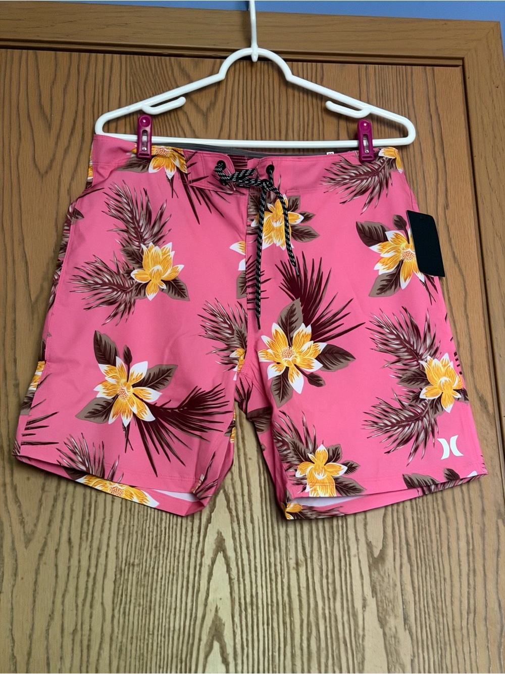Hurley Pink Hibiscus Bloom Floral Board Shorts Swim Trunks Men's NWT